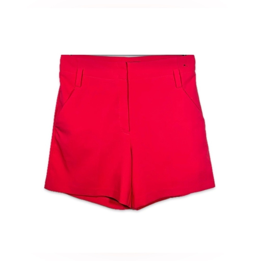 7th Avenue Design Bright Orange High Waist Women's Shorts Size 10 Front Zipper